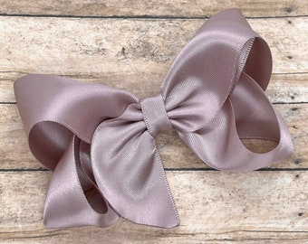 Satin hair bow - mocha hair bow, hair clips, hair bows for girls, baby bows, toddler hair bows, girls bows