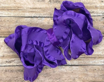 Purple ruffle hair bow - hair bows, bows, hair bows for girls, baby bows, hair clips, boutique hair bows, toddler bows, big hair bows