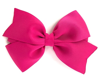 Fuchsia hair bow - hair bows, girls bows, toddler hair bow, 4 inch hair bows, pink hair bows