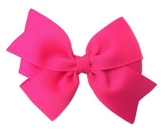 Hot pink hair bow - bows for girls, hair bows for girls, toddler hair bows, baby bows, pigtail bows, 4 inch hair bows