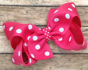 Hot pink hair bow - hair bows, bows for girls, baby bows, toddler bows, pigtail bows, girls bows, girls hair bows, boutique bows