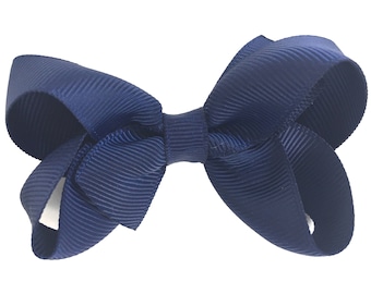 Navy blue hair bow - navy blue bow, hair bows, hair bows for girls, girls bows, baby bows, toddler bows, pigtail bows