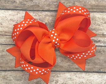 Orange boutique hair bow - hair bows for girls, hair bows, girls bows, baby bows, bows, toddler hair bows