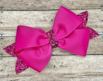 Dark pink hair bow - hair bows, bows for girls, toddler hair bows, 4 inch hair bows