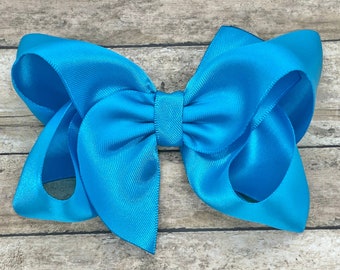 Vivid blue satin hair bow - hair bows, bows, hair clips, hair bows for girls, baby bows, toddler bows, girls bows, girls hair bows, hair bow