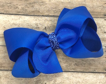 Royal blue hair bow - hair bows, bows for girls, hair clips, baby bows, boutique bows, toddler bows, big hair bows