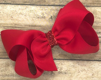 Red hair bow - hair bows, bows for girls, baby bows, toddler hair bows, girls hair bows, boutique hair bows, hair clips, hairbows