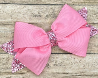 Pink hair bow - hair bows, bows for girls, toddler hair bows, boutique hair bows, 4 inch hair bows