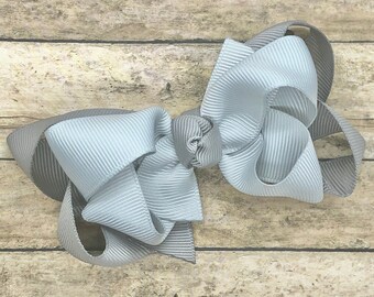 Gray hair bow - hair bows, bows for girls, baby bows, pigtail bows, toddler hair bows