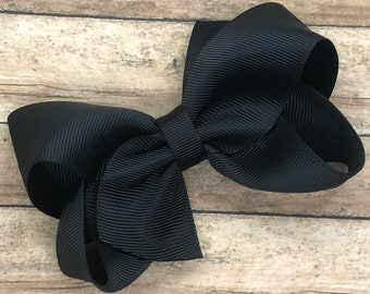 Black hair bow - hair bows, bows for girls, toddler hair bows, boutique hair bow, 4 inch hair bows