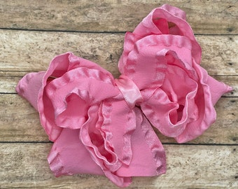 Double ruffle hair bow - hair bows, bows, hair bows for girls, baby bows, hair clips, boutique hair bows, toddler bows, big hair bows