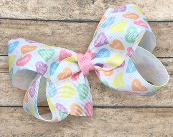 Valentine's Day hair bow - hair bows, bows for girls, baby bows, girls bows, toddler bows, pigtail bows, 4 inch hair bows