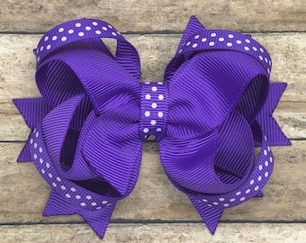 Purple boutique hair bow - hair bows for girls, hair bows, girls bows, baby bows, bows, toddler hair bows