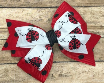 Ladybug hair bow - hair bows, bows for girls, baby bows, toddler hair bows, girls bows, boutique hair bows