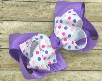 Polka dot hair bow - hair bows for girls, baby bows, big hair bows, toddler hair bows, girls bows, boutique bow