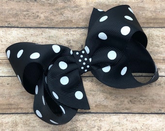 Black and white hair bow - hair bows for girls, hair bows, hair clips, baby bows, girls hair bows, toddler hair bows, 4 inch hair bows