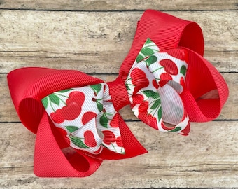 Cherry hair bow - hair bows for girls, baby bows, big hair bows, toddler hair bows, girls bows, boutique bow
