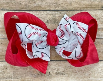 Baseball hair bow - YOU PICK color, hair bows, bows for girls, toddler hair bows