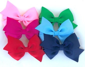 PICK 6 hair bows - 4 inch hair bows, hair bows, hair clips, bows for girls, baby bows, girls hair bows, toddler hair bows