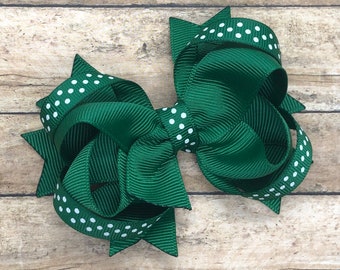 Dark green boutique hair bow - hair bows for girls, hair bows, girls bows, baby bows, bows, toddler hair bows