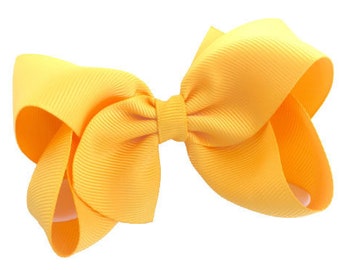 Yellow gold hair bow - hair bows for girls, baby bows, girls bows, toddler hair bows, 4 inch hair bows