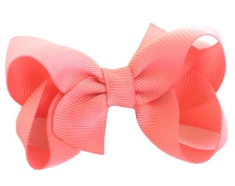 Light coral hair bow - hair bows for girls, baby bows, pigtail bows, toddler bows, boutique bows, 3 inch hair bows