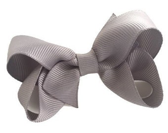 Gray hair bow - hair bows, bows for girls, baby bows, pigtail bows, toddler hair bows, 3 inch hair bows