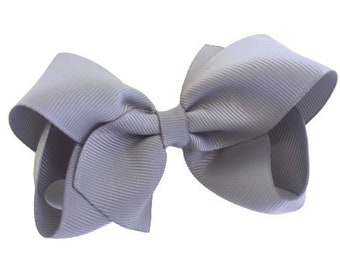 Gray hair bow - hair bows, bows for girls, toddler hair bows, boutique bows, 4 inch hair bows