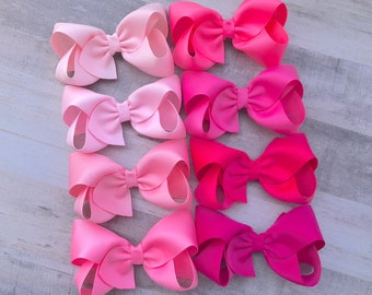 Large Hair Bow for Toddlers Pink Glitter Hair Bow fod Gidls Triple Stack Hair Bow Glitter Hair Clips Pink Bair Bow