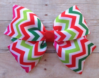 Christmas hair bow - 4 inch bow, girls hair bows, Christmas bows, hair clips