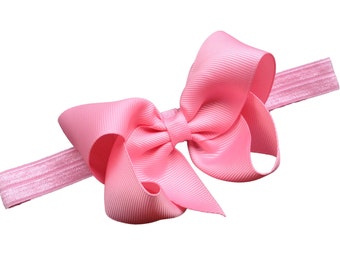 Pink baby headband - baby headband, baby headbands, baby headband bows, baby girl headband, newborn headband, baby bows, baby hair bows, bow