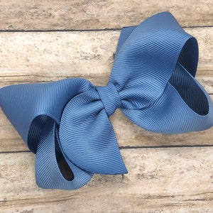 Denim blue hair bow - hair bows, bows for girls, toddler bows, girls bows, 4 inch hair bows, boutique bows