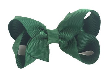 Dark green hair bow - hair bows, bows for girls, baby bows, pigtail bows, toddler bows, 3 inch hair bows
