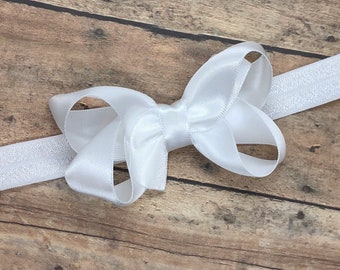 Satin baby headband - baby headband bows, baby girl headbands, newborn headband, baby bows