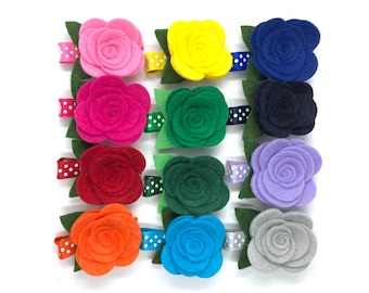 Felt flower hair clip - hair clips, hair bows, bows for girls, baby bows, felt bows, felt flowers, toddler bows