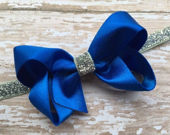 Blue baby headband - baby headband, baby headbands, baby headband bows, baby girl headband, newborn headband, baby bow headband, baby bows