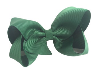 Dark green hair bow - hair bows for girls, toddler hair bows, boutique bows, 4 inch hair bows