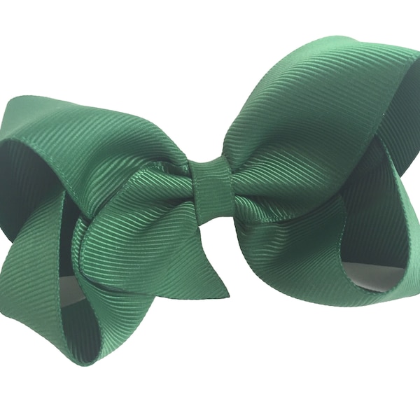 Dark green hair bow - hair bows for girls, toddler hair bows, boutique bows, 4 inch hair bows