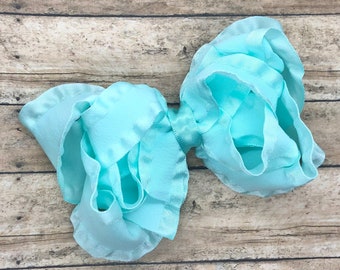 Double ruffle hair bow - hair bows, bows, hair bows for girls, baby bows, hair clips, boutique hair bows, toddler bows, big hair bows