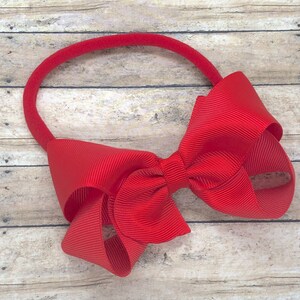 Red baby headband - baby girl headband, nylon headband, baby headband bows, newborn headband, baby bows, baby bow headband, hair bows