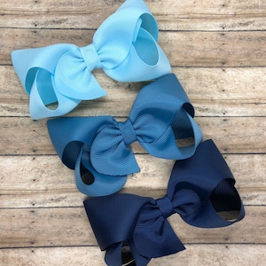 SET blaue Haarschleifen - Haarschleifen, Schleifen, Haarschleifen für Mädchen, Babyschleifen, Haarschleifen, Kleinkindschleifen, Boutiqueschleifen, 4-Zoll-Haarschleifen
