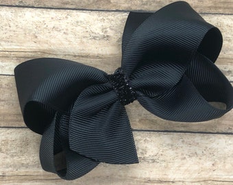 Black hair bow - hair bows, bows for girls, toddler hair bows, boutique hair bow, 4 inch hair bows