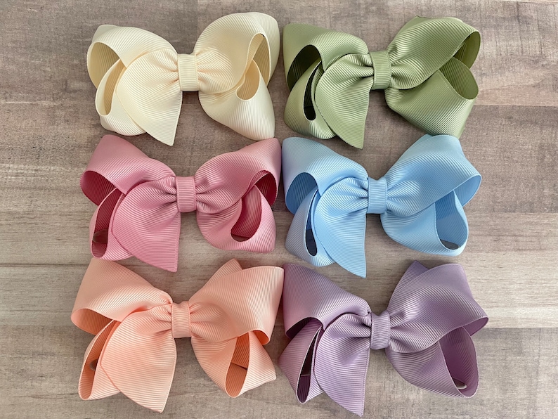 Spring hair bows YOU PICK bows for girls, hair clips, baby bows, toddler hair bows, boutique bows, 4 inch hair bows image 1