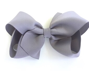 Gray hair bow - hair bows, bows for girls, toddler hair bows, boutique bows, 4 inch hair bows