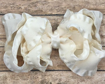 Double ruffle hair bow - hair bows, bows, hair bows for girls, baby bows, hair clips, boutique hair bows, toddler bows, big hair bows