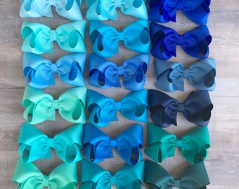 YOU PICK blue hair bow - hair bows, bows for girls, hair clips, baby bows, boutique bows, toddler bows, big hair bows