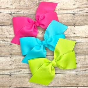 Pick 3 Boutique Hair Bows: 4-Inch Grosgrain Ribbon Hair Clips