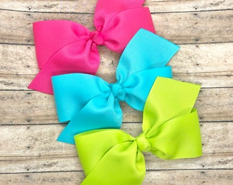 PICK 3 hair bows - hair bows, bows, hair bows for girls, baby bows, hair clips, toddler bows, boutique bows, 4 inch hair bows