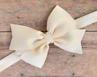 Ivory baby headband - baby headband, baby girl headband, baby headband bows, newborn headband, baby bows, baby bow headband