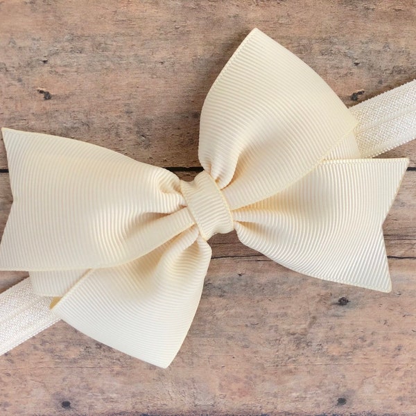 Ivory baby headband - baby headband, baby girl headband, baby headband bows, newborn headband, baby bows, baby bow headband